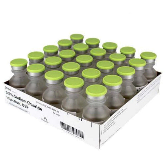 Bacteriostatic Sodium Chloride 0.9% Injection Normal Saline Multiple Dose 20 mL, 25/pk (Rx)