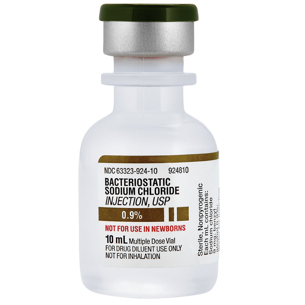 Bacteriostatic Sodium Chloride 0.9% for Injection, 10 mL, 25/Pack (Rx)