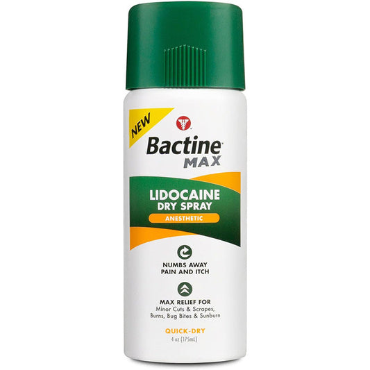 Bactine MAX Dry Spray for Pain Relief + Itch Relief with 4% Lidocaine