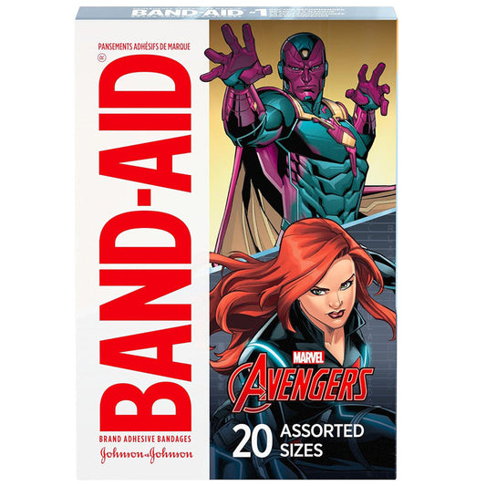 Band-Aid Adhesive Bandages Marvel Avengers Characters Assorted Sizes 20 Count