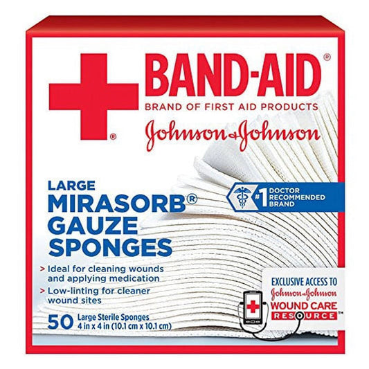 Band-Aid Mirasorb Gauze Sponges 4 x 4 inch by Johnson & Johnson 50 Count