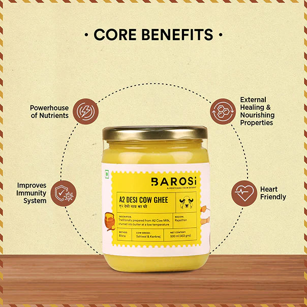 Barosi A2 Desi Cow Ghee – 500 ML