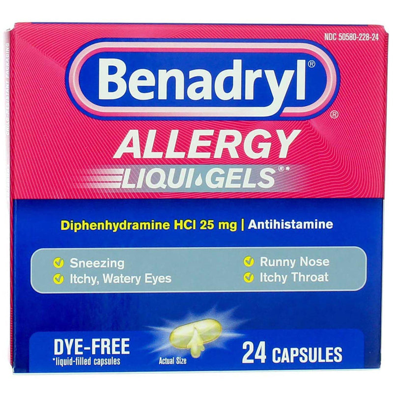 Benadryl Dye-Free Allergy Relief Medicine Antihistamine, 24 Liquidgels