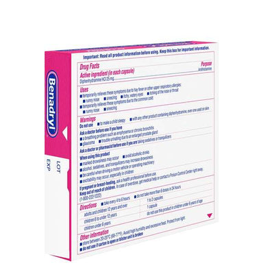 Benadryl Dye-Free Allergy Relief Medicine Antihistamine, 24 Liquidgels