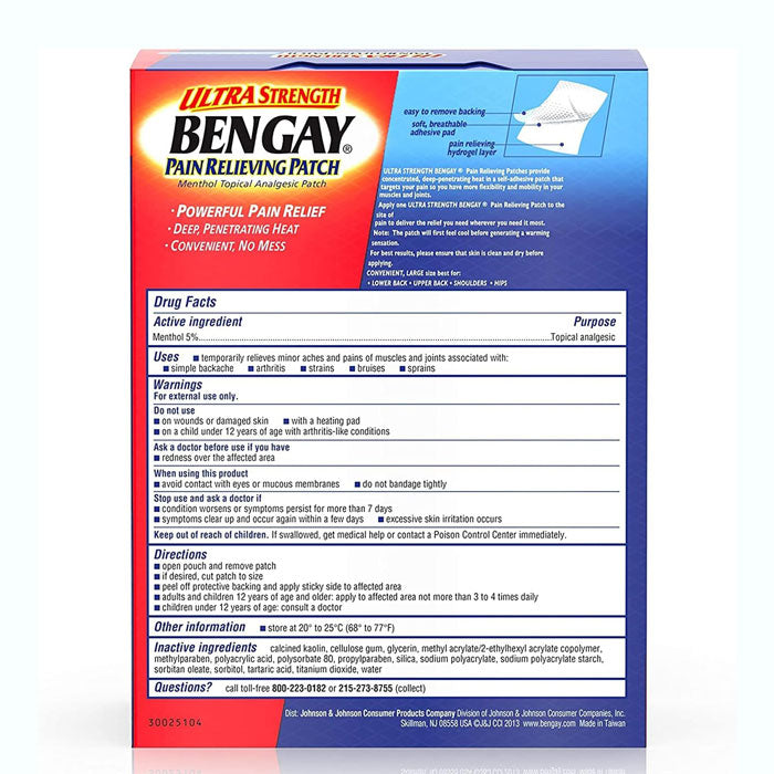 Bengay Ultra Strength Pain Relieving Patches Large Size 4-Pack