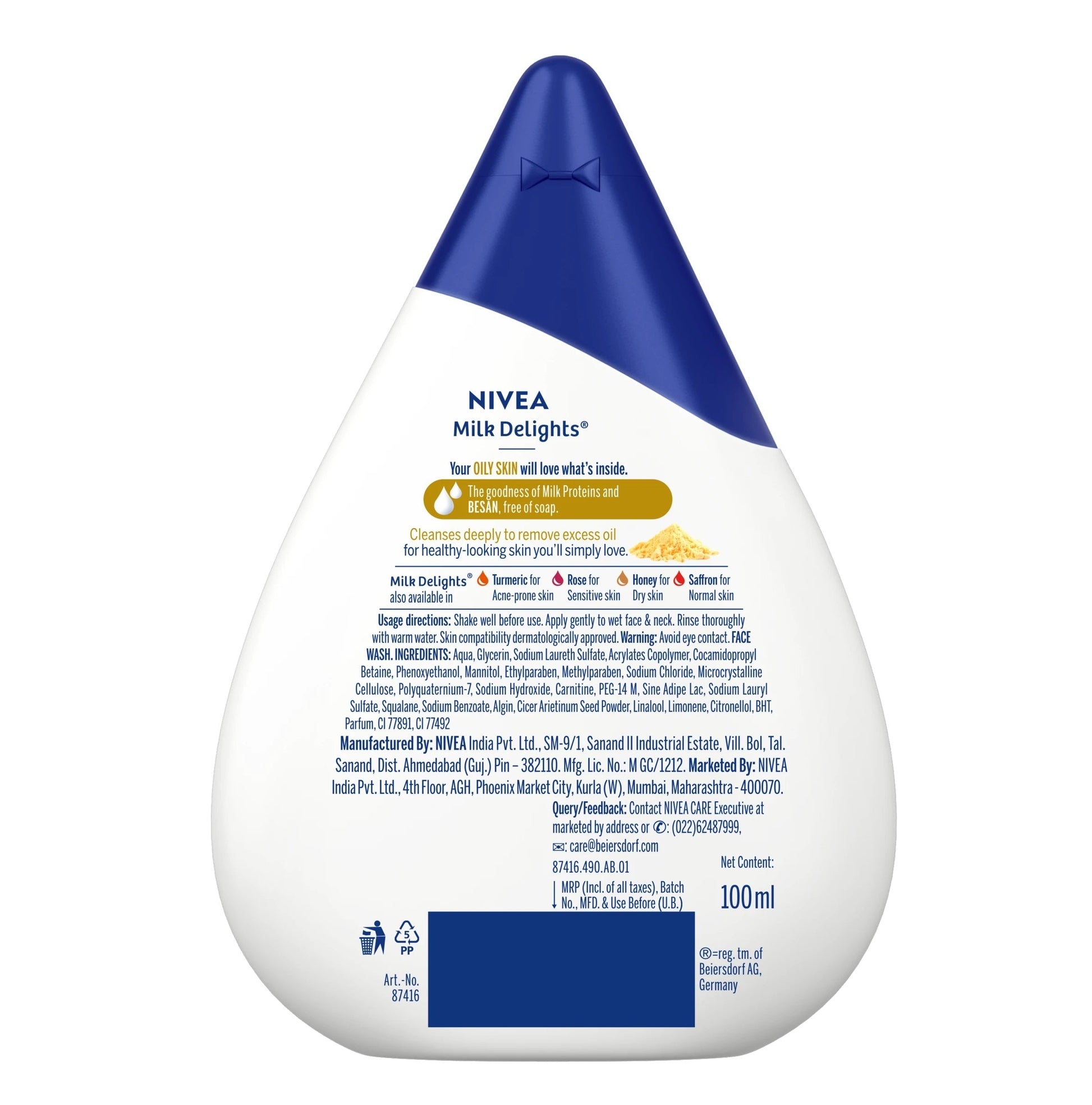 Nivea Face Wash for Oily Skin, Milk Delights Besan