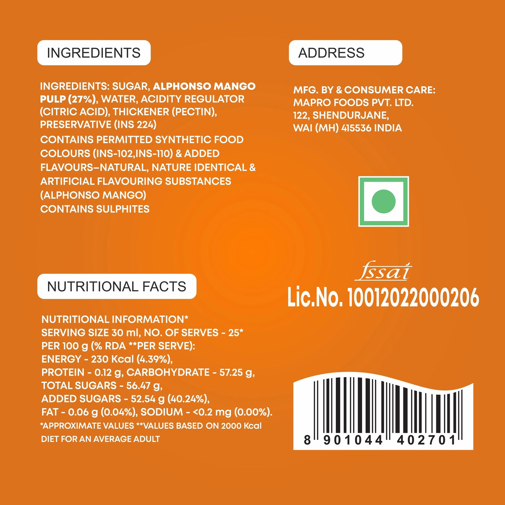 Mapro Alphonso Mango Fruit Crush - 750 ml