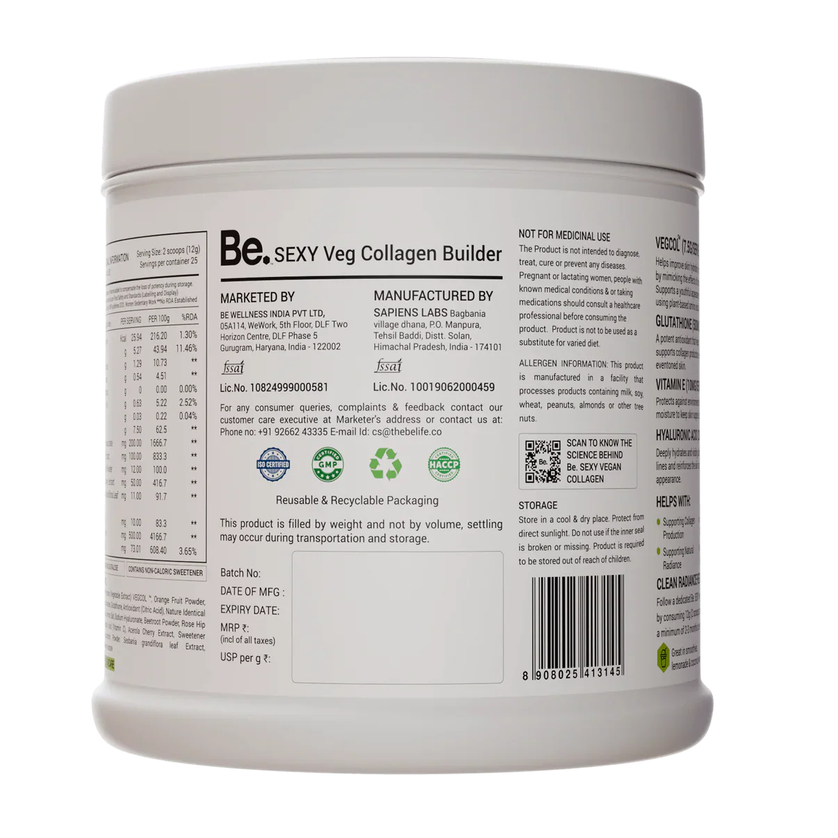 The Be Life Vegan Collagen Builder - 300 gms