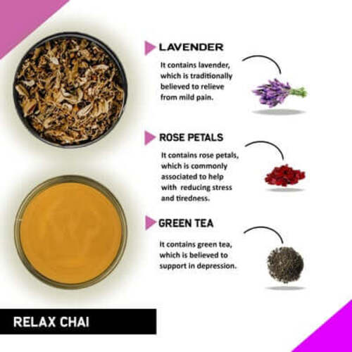 Calm Relax Tea - Helps with Anxiety, Stress and Depression - Relax Chai - 200 gms