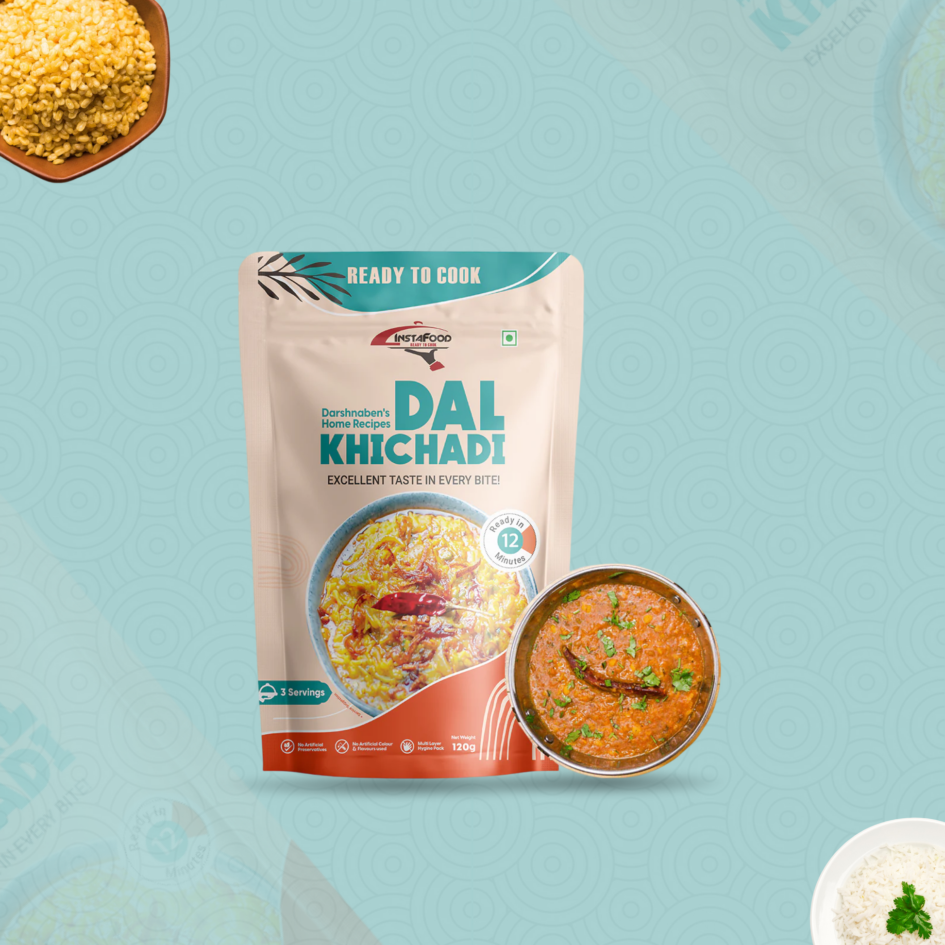 Sheta Exports Dal Khichadi - 120 gms | After Cooking Gets 600 gms to Serve | Ready To Eat