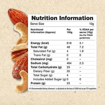 MOM - Meal Of The Moment by Dry Roasted Cashews, Almonds & Pista Nuts Mix - 45 gms