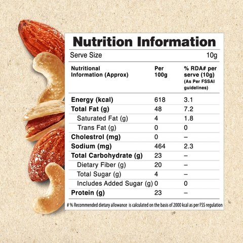 MOM - Meal Of The Moment by Dry Roasted Cashews, Almonds & Pista Nuts Mix - 45 gms