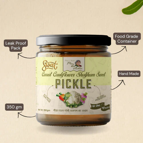 Maa kaa Achar Home Made Gobi Gajar Shalgam Pickle (Sweet)  - 350 gms