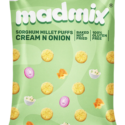Madmix Jowar Millet Puffs Cream & Onion 6 x 50 gms - 300 gms