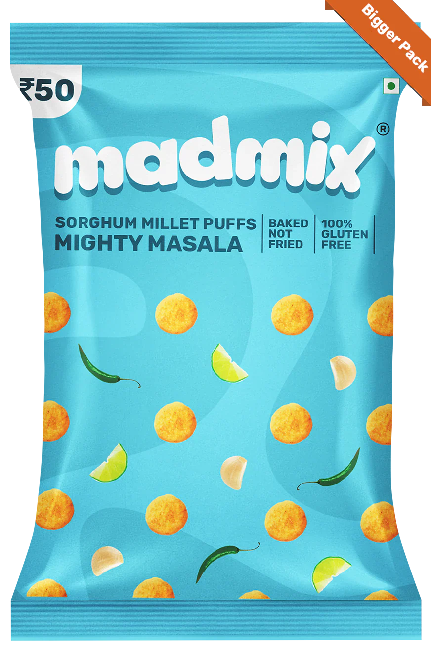 Madmix Jowar Millet Puffs Mighty Masala  6 x 50 gms - 300 gms