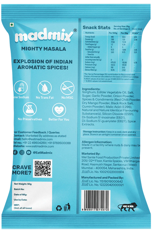 Madmix Jowar Millet Puffs Mighty Masala  6 x 50 gms - 300 gms