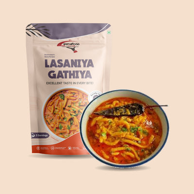 Sheta Exports Lasaniya Gathiya – 150 gms | After Cooking Gets 450 gms to Serve | Ready To Eat
