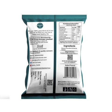 Let's Try Salted Peanuts With Rock Salt  - 160 gms
