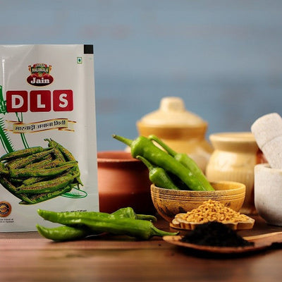 Aslee Paliwala Jain Pickles Marwadi Athna Mirchi – Green Chilly - 400 gms