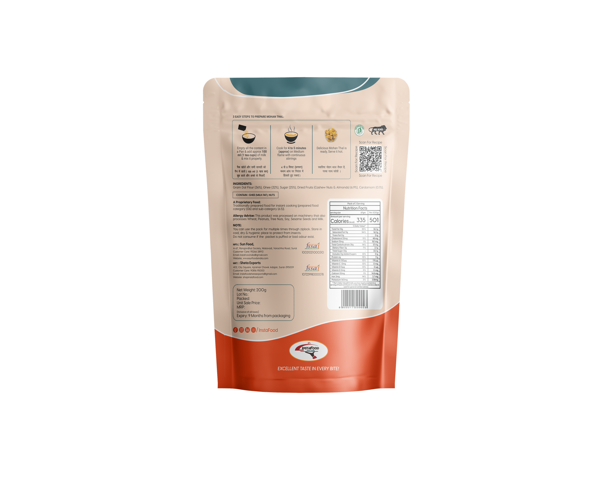 Sheta Exports Mohan Thal – 200 gms | After Cooking Gets 300 gms to Serve | Ready To Eat