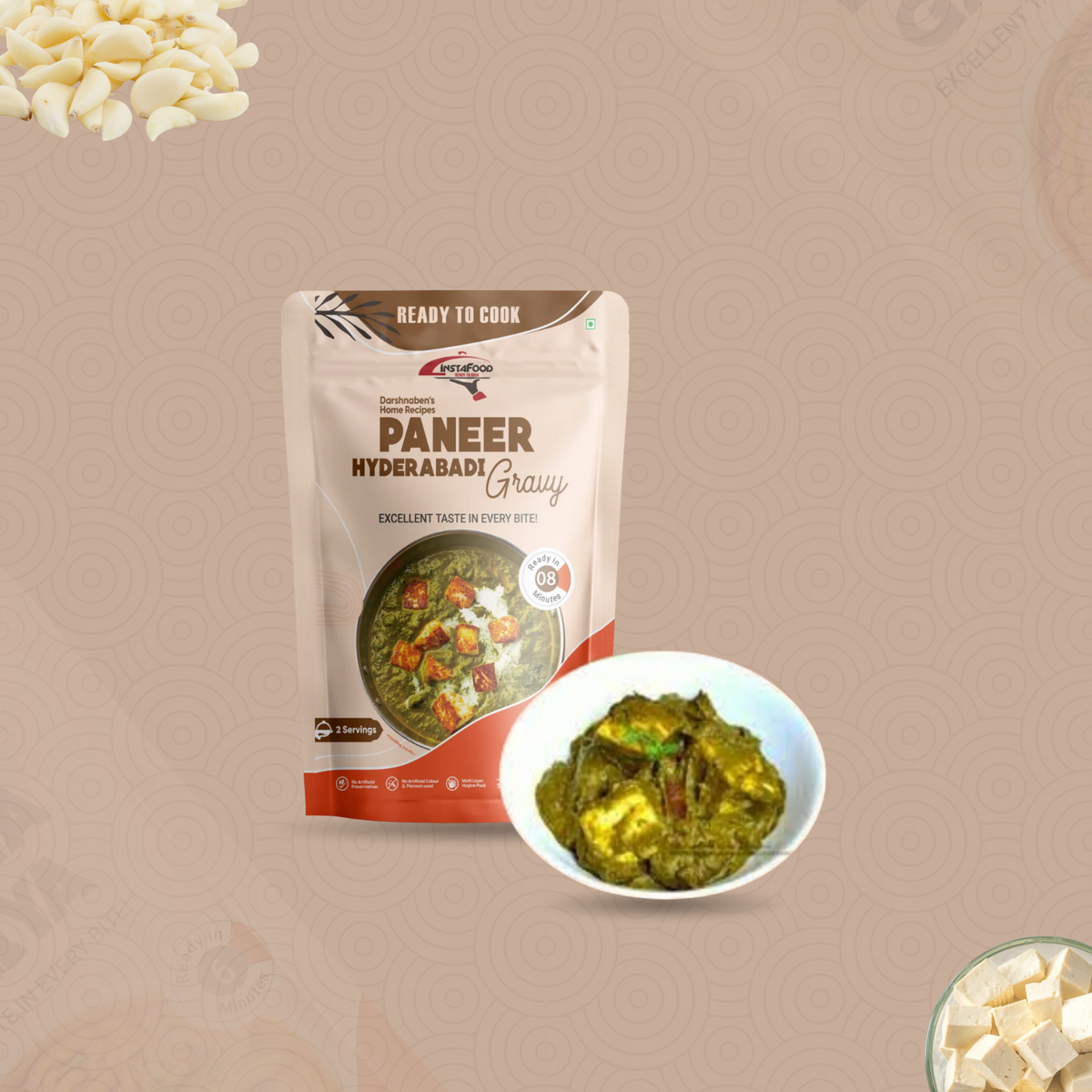 Sheta Exports Paneer Hyderabadi - 50 gms | After Cooking Gets 325 gms to Serve | Ready To Eat