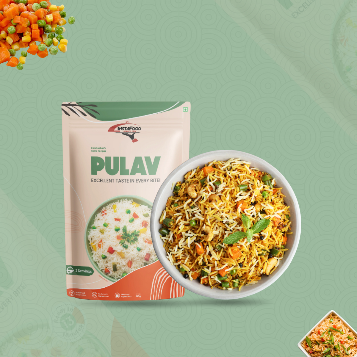 Sheta Exports Pulav – 150 gms | After Cooking Gets 500 gms to Serve | Ready To Eat