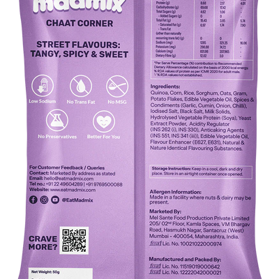 Madmix Quinoa Millet Puffs Chaat Corner 6 x 50 gms - 300 gms