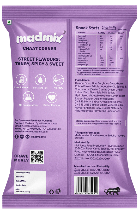 Madmix Quinoa Millet Puffs Chaat Corner 6 x 50 gms - 300 gms