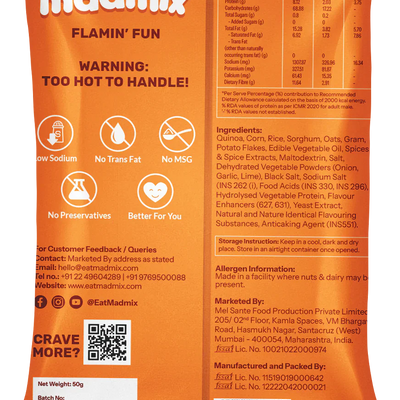 Madmix Quinoa Millet Puffs Flamin Fun 6 x 50 gms - 300 gms