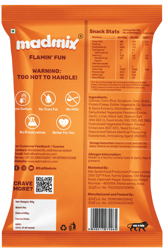 Madmix Quinoa Millet Puffs Flamin Fun 6 x 50 gms - 300 gms