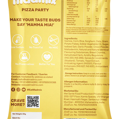 Madmix Quinoa Millet Puffs Pizza Party 6 x 50 gms - 300 gms