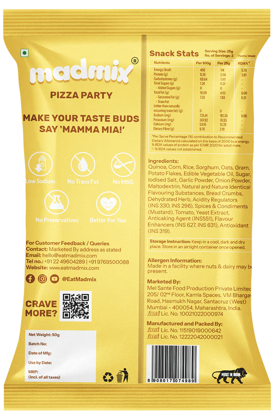 Madmix Quinoa Millet Puffs Pizza Party 6 x 50 gms - 300 gms