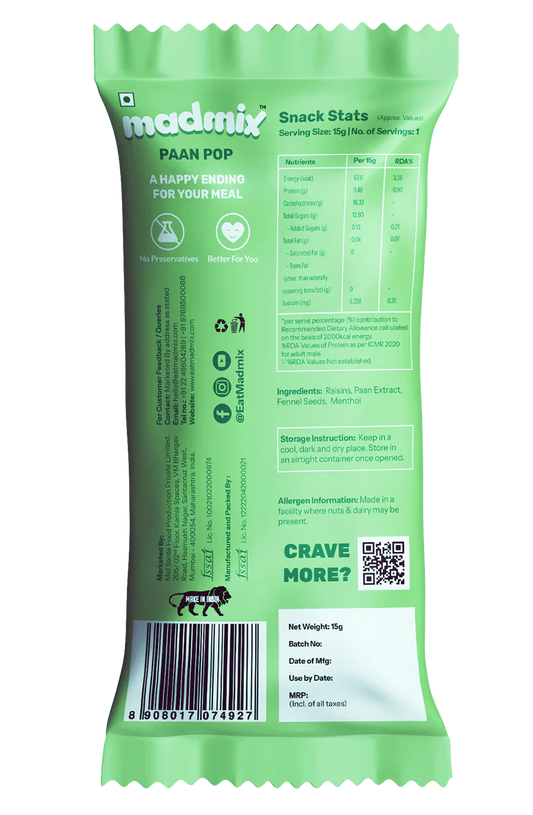 Madmix Raisin - Paan Pop 10 x 15 gms - 150 gms