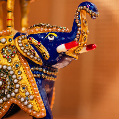 Traditional Ambabari Elephant Statue with Meenakari & Stone Work
