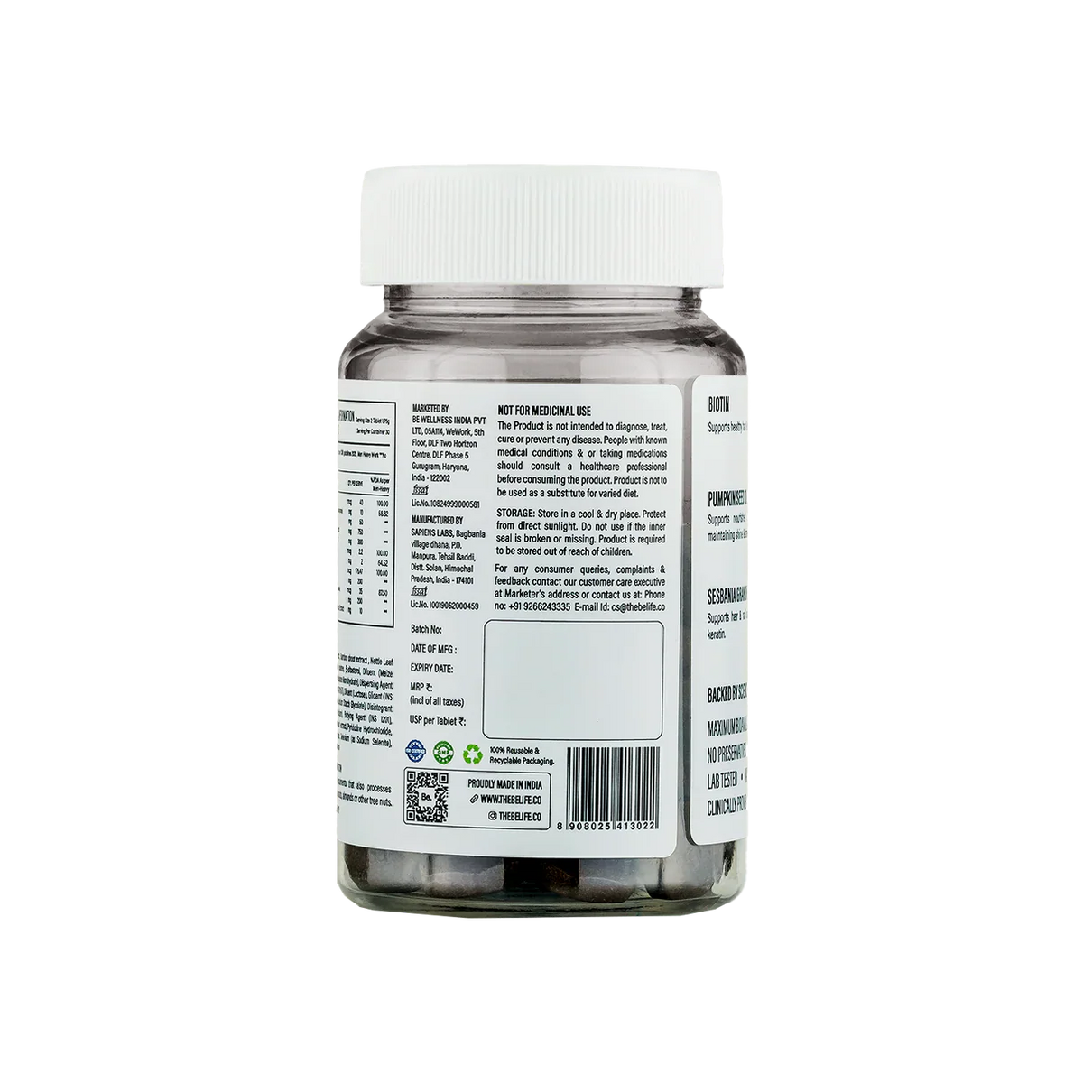 The Be Life Support Healthy Beard & Hair - 60 Tablets