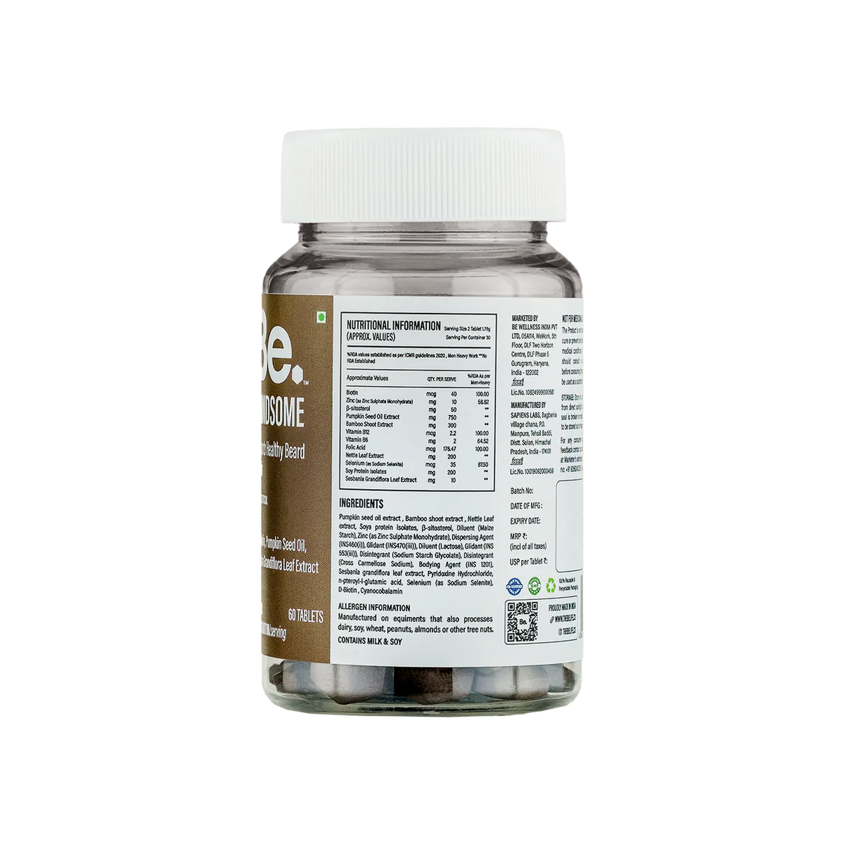 The Be Life Support Healthy Beard & Hair - 60 Tablets