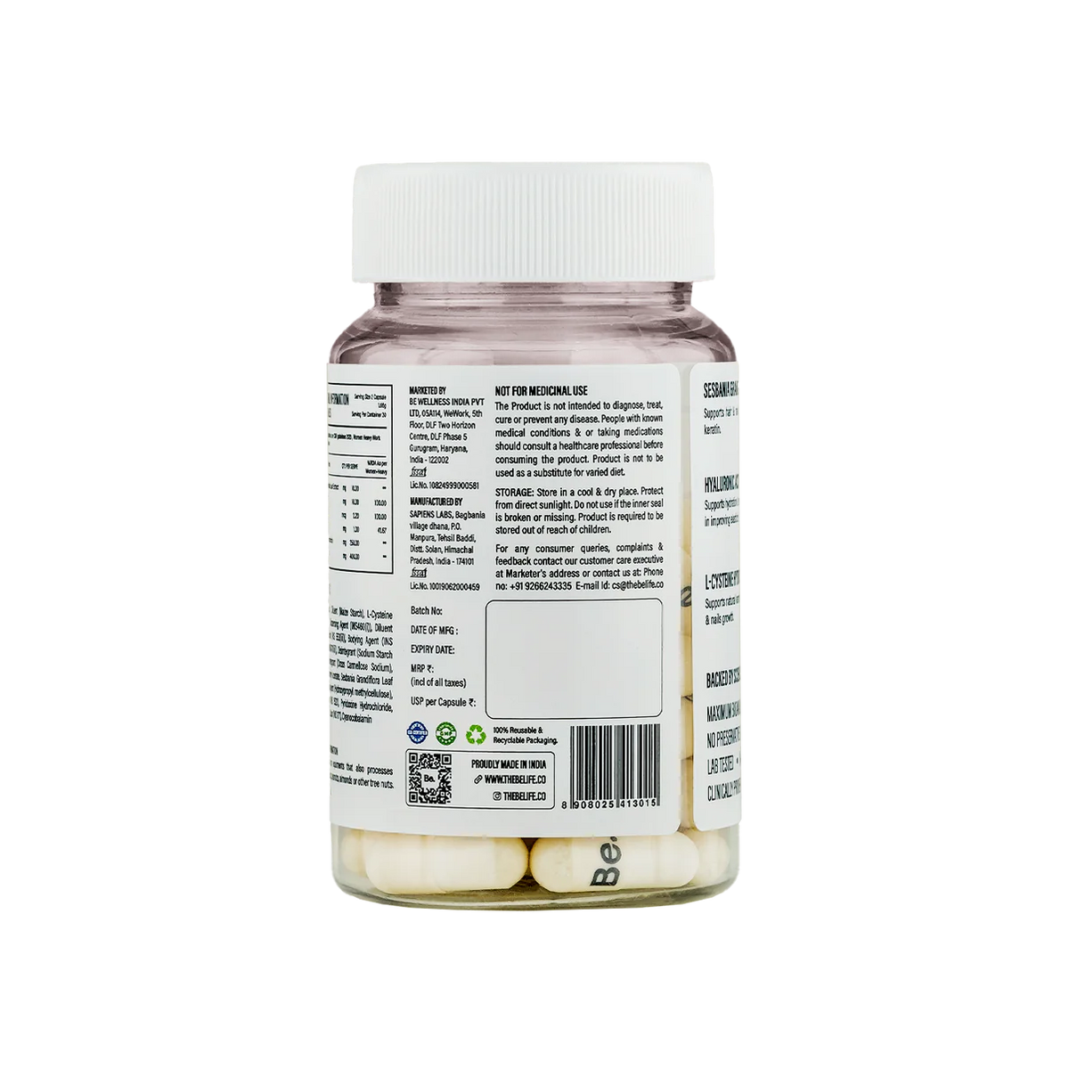 The Be Life Support Healthy Hair & Nails - 60 Capsules