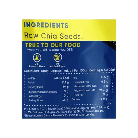 True Elements Raw Chia Seeds - 500 gms