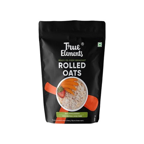 True Elements Rolled Oats 100% Wholegrain, High Fiber & Healthy Breakfast - 500 gms