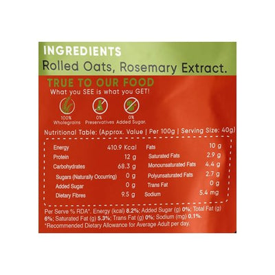 True Elements Rolled Oats 100% Wholegrain, High Fiber & Healthy Breakfast - 500 gms