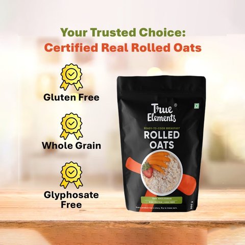 True Elements Rolled Oats 100% Wholegrain, High Fiber & Healthy Breakfast - 500 gms