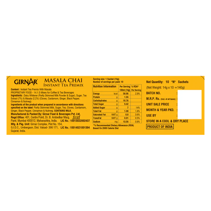 Girnar Premix Masala Chai - 140 gms