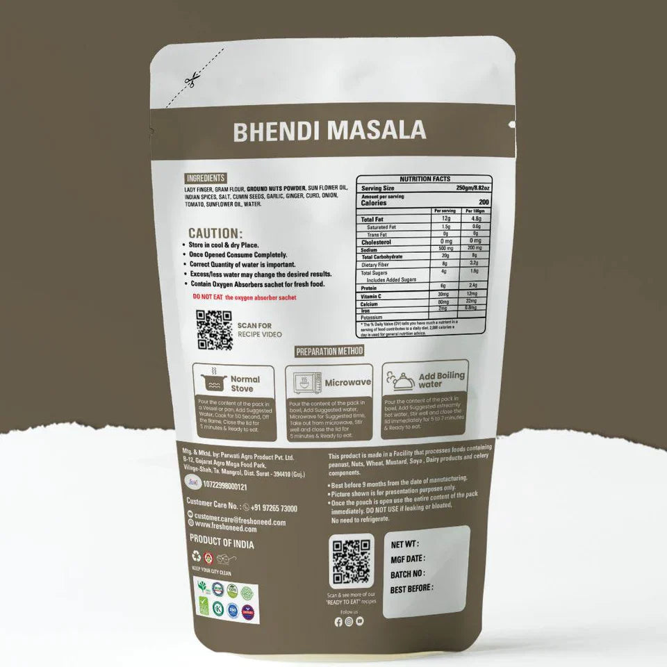 Fresh O Need Bhindi Masala - Ready To Eat 250 gms