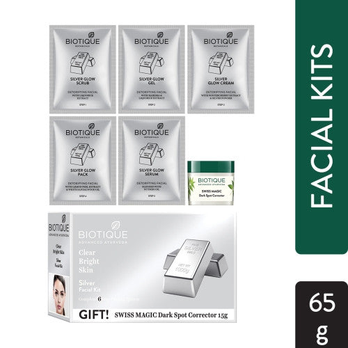 Biotique Silver Clear Bright Skin Facial Kit - 65 gms