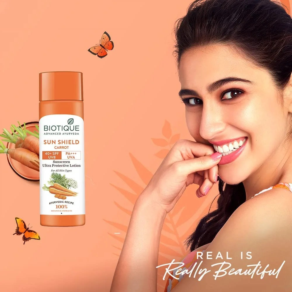 Biotique Sun Shield Carrot 40+ SPF Sunscreen Lotion