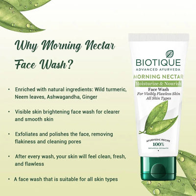 Biotique Morning Nectar Moisturize & Nourish Visibly Flawless Face Wash (All Skin Types)