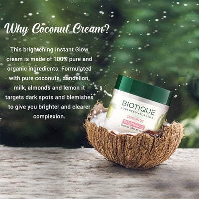Biotique Coconut Brightening Instant Glow Cream for All Skin Types