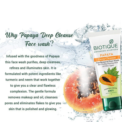 Biotique Bio Papaya Deep Cleanse Visibly Glowing Skin Face Wash For All Skin Types