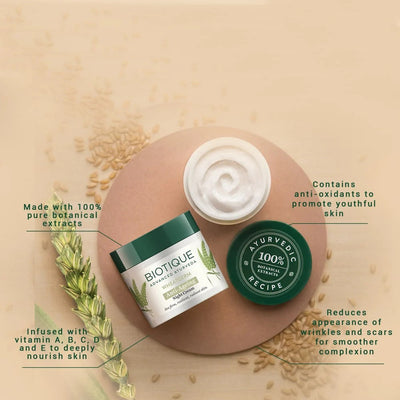 Biotique Wheatgerm Anti-Ageing Night Cream for Normal to Dry Skin - 50 gms