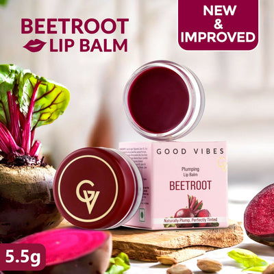 Good Vibes Beetroot Plumping Lip Balm - Reduces Pigmentation, Perfectly Tinted Lips
